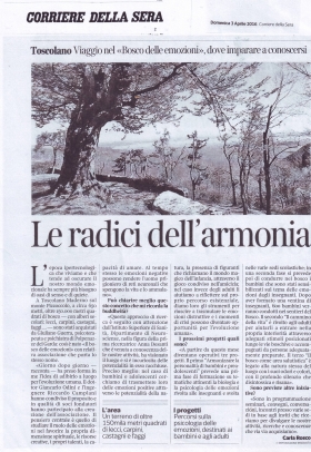 Corriere della sera:Viaggio nel bosco delle emozioni, dove imparare a conoscersi - IL BOSCO DELLE EMOZIONI 