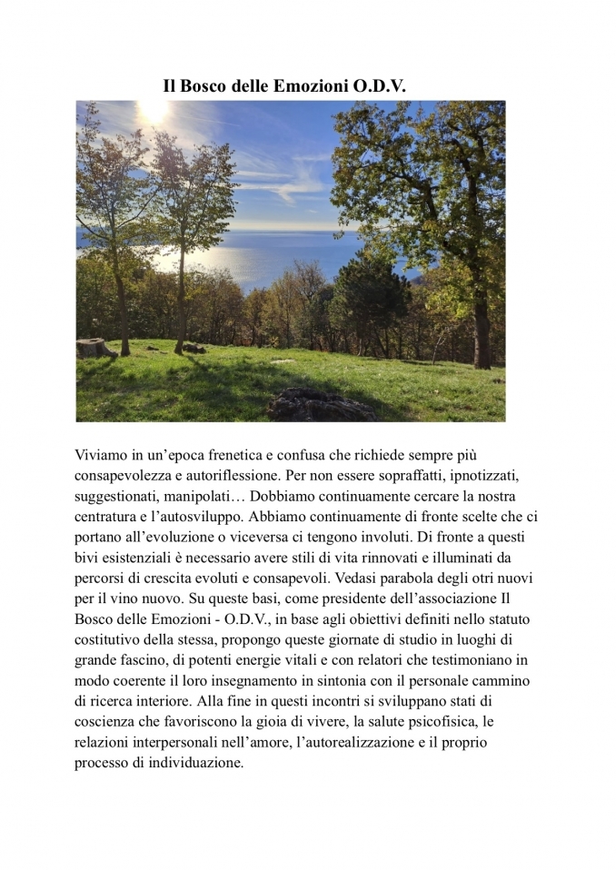 PROGETTO AULA DEI - IL BOSCO DELLE EMOZIONI 